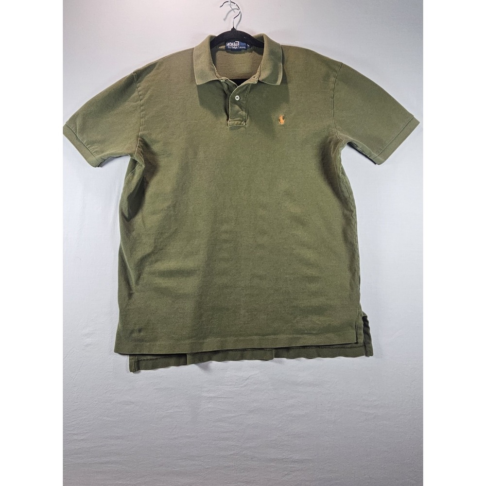 Polo By Ralph Lauren Coral Short Sleeve Shirt Men's Large Green Pony Golf Preppy